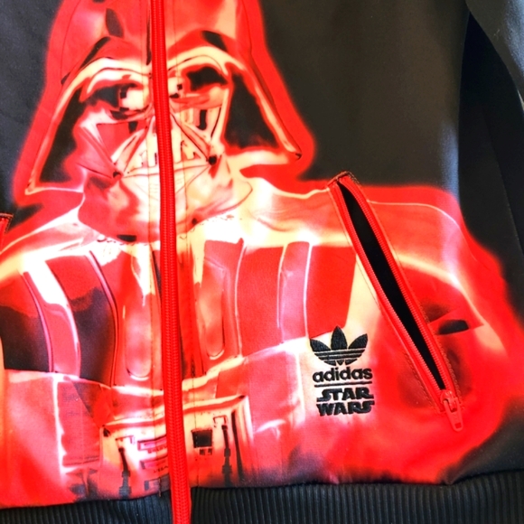 ADIDAS x STAR WARS Darth Vader Unisex Kids Teen Ltd Ed RARE Track Zip Up Jacket - Picture 2 of 16